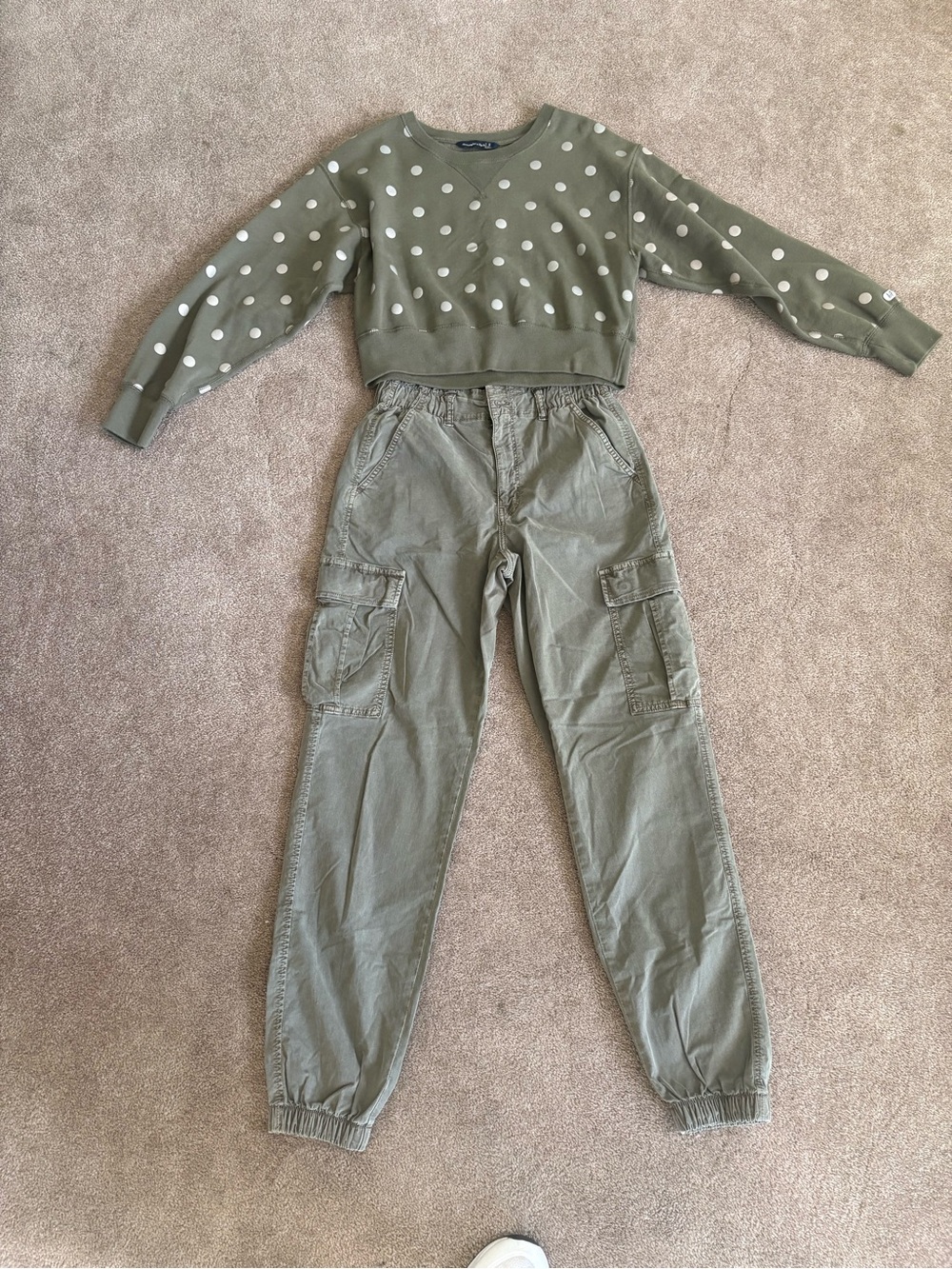 American Eagle Outfitters Cargo Joggers & Abercrombie Cropped Crewneck